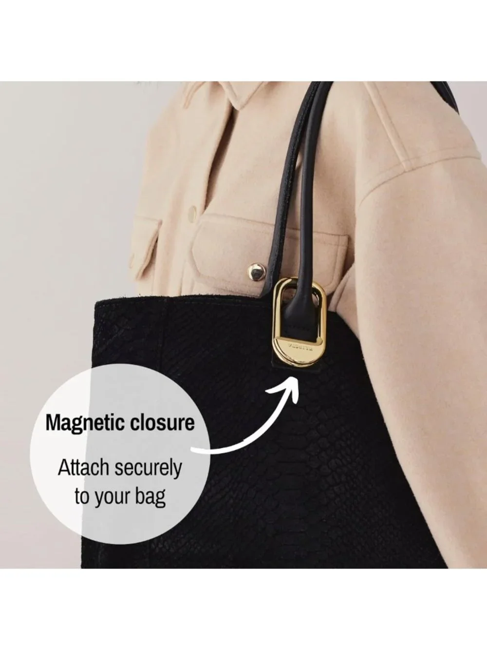 Portable Purse Hanger with Magnetic Closure - Holds 50 lbs - Stylish Gold Flip